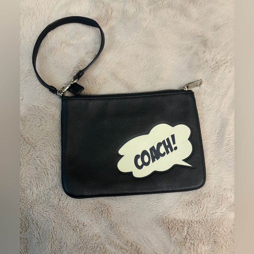Coach Black Marvel Large Thought Bubble Wristlet